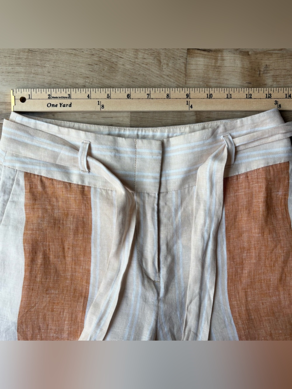 Ett:twa Anthropologie Striped Linen Wide Leg Pants Tie Waist Coastal Beachy sz 0 - Picture 6 of 13